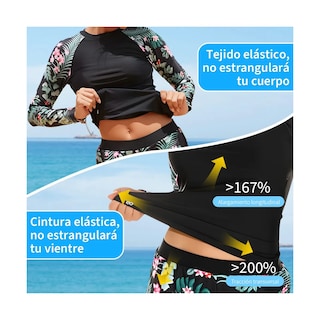 Foto 2 | Foto 2 | Traje De Baño De Manga Larga 2pz Talla Eg Eo Safe Imports Esi-21597 Negro
