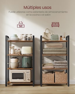Foto 6 | Foto 6 | Estantería De Almacenamiento De 4 Niveles Altura 120 Cm Marco De Acero Para Salón Estudio Oficina Pasillo Industrial