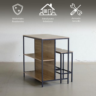 Foto 3 | Foto 3 | Set De Muebles De Bar Con Estantería Y Bancos De Ilios Innova Mesa Alta Y Compacta De 3 Piezas Para Espacios Reducidos