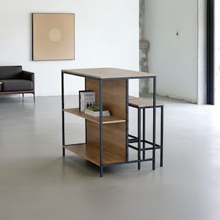 Foto 4 | Foto 4 | Set De Muebles De Bar Con Estantería Y Bancos De Ilios Innova Mesa Alta Y Compacta De 3 Piezas Para Espacios Reducidos