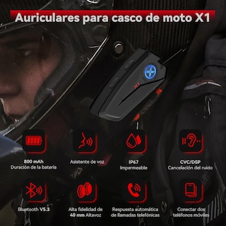 Foto 3 | Foto 3 | ''intercomunicador Para Casco Motocicleta Audífonos Bluetooth5.3 Ip67 Xgp X1 ''