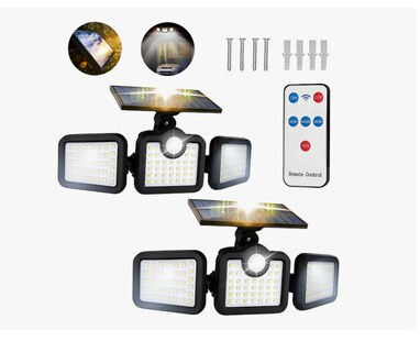 Foto 1 | Foto 1 | 2pzs Luz Lámpara Solar Focos Led De Pared Exteriores Sensor