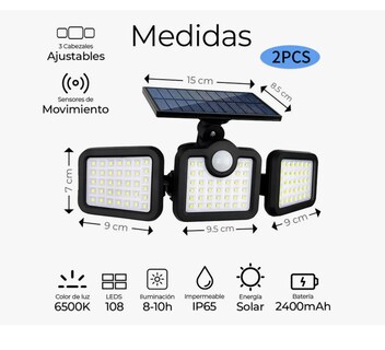 Foto 2 | Foto 2 | 2pzs Luz Lámpara Solar Focos Led De Pared Exteriores Sensor