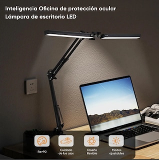 Foto 2 | Foto 2 | Lámpara De Escritorio Led Con Usb Y Doble Brazo 3 Modos Ideal Oficina Luz Ajustable Y Carga Rápida
