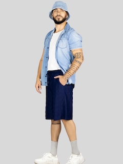 Foto 4 | Foto 4 | Short Casual Azul Marino para Hombre