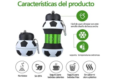 Foto 3 | Foto 3 | Botella Agua Plegable Xtellar Deportiva Forma De Balón Fútbol