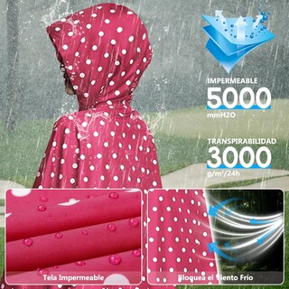 Foto 2 | Foto 2 | Capa Impermeable Portátil Gabardina Rompevientos Talla L Eo Safe Imports Esi-21611 Rojo