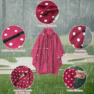 Foto 3 | Foto 3 | Capa Impermeable Portátil Gabardina Rompevientos Talla L Eo Safe Imports Esi-21611 Rojo