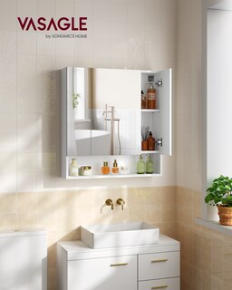 Foto 2 | Foto 2 | Armario De Baño Con Puertas De Espejo Armario De Pared Con Estantes Ajustables