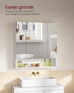 Foto 3 | Foto 3 | Armario De Baño Con Puertas De Espejo Armario De Pared Con Estantes Ajustables