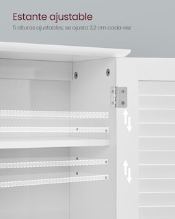 Foto 4 | Foto 4 | Armario De Pared Para Baño Armario De Almacenamiento Colgante Con Estante Ajustable Puertas De Persiana 20 X 60 X 70 Cm
