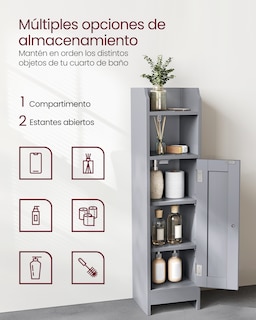 Foto 3 | Foto 3 | Armario De Baño Esquinero Con Puerta Y Estantes Organizador De Papel Higiénico Con Estantes Ajustables