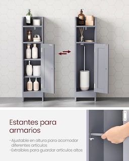 Foto 4 | Foto 4 | Armario De Baño Esquinero Con Puerta Y Estantes Organizador De Papel Higiénico Con Estantes Ajustables