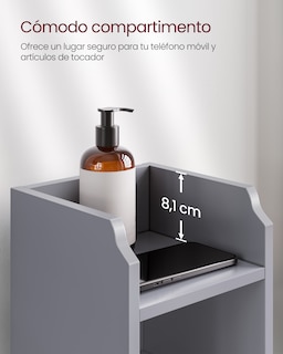 Foto 6 | Foto 6 | Armario De Baño Esquinero Con Puerta Y Estantes Organizador De Papel Higiénico Con Estantes Ajustables