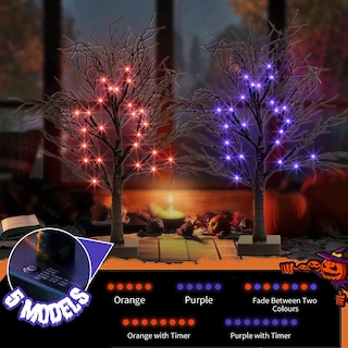 Foto 2 | Foto 2 | Tocador Para Árbol De Halloween Negro Con Led Naranja Y Morado De 22 Pulgadas - Venta Internacional.