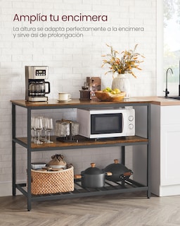 Foto 3 | Foto 3 | Isla De Cocina Con Encimera Grande Estantería De Cocina 3 Niveles Marco De Acero