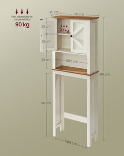 Foto 6 | Foto 6 | Colección - Armario Sobre El Inodoro Organizador De Baño Con Puertas De Granero Estante Ajustable