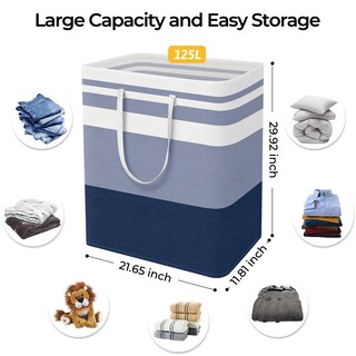 Foto 4 | Foto 4 | Cesto De Ropa Sucia Homehacks Impermeable 125 L Capacidad 2 Unidades Azul - Venta Internacional.