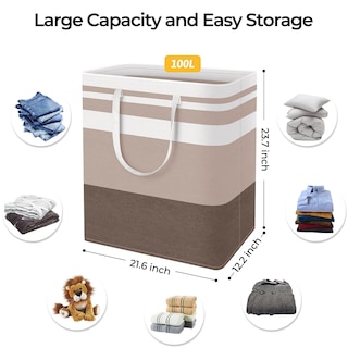 Foto 4 | Foto 4 | Cesto De Ropa Sucia Homehacks Impermeable 100 L (paquete De 2) Color Marrón - Venta Internacional.