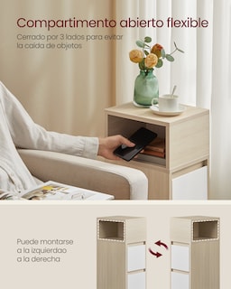 Foto 3 | Foto 3 | Juego De 2 Mesita De Noche Estrecha Mesa Auxiliar Con 2cajones Y Compartimento Abierto