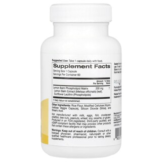 Foto 2 | Foto 2 | Suplemento Supernutrition Bálsamo De Limón Fitosoma 200 Mg 60 Cápsulas - Venta Internacional.