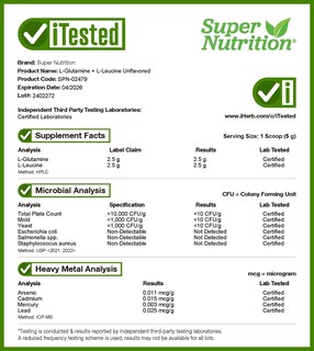 Foto 4 | Foto 4 | Suplemento Alimenticio Supernutrition L-glutamina + L-leucina 450 G - Venta Internacional.