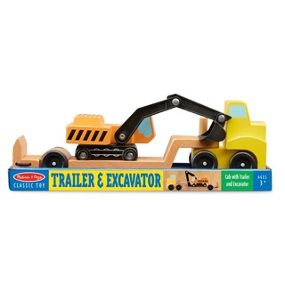 Foto 6 | Foto 6 | Set De Vehículos Melissa & Doug Para Remolque Y Excavadora De Madera 3 Piezas - Venta Internacional.