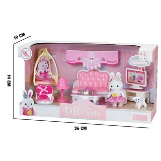 Foto 3 | Foto 3 | Juguete Set Casa De Muñecas Conejitos Sala Con Sofá Tv Columpio Accesorios Y Figuras Incluidas
