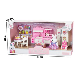 Foto 3 | Foto 3 | Juguete Casa De Muñecas Set Casa De Conejitos Cocina Con Refrigerador Mesa Accesorios Y Figuras Incluidas