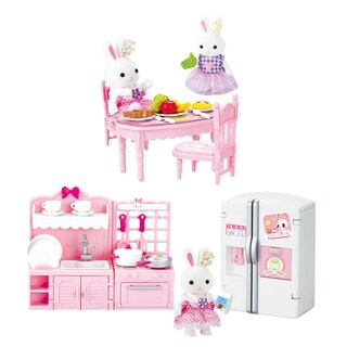 Foto 4 | Foto 4 | Juguete Casa De Muñecas Set Casa De Conejitos Cocina Con Refrigerador Mesa Accesorios Y Figuras Incluidas