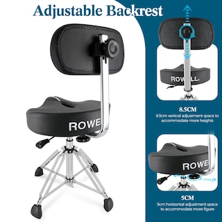 Foto 4 | Foto 4 | Trono De Tambor Rowell Hidráulico Con Ajuste De Altura Del Respaldo. Negro - Venta Internacional.