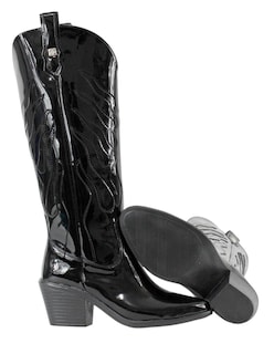 Foto 6 | Foto 6 | Bota Vaquera De Charol Tacon Cuadrado Juvenil Moda Cowboy Rodeo