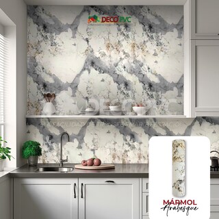 Foto 2 | Foto 2 | Mármol De Pvc Autoadherible Brillante En Rollo 1.8m2 Mármol Arabesque