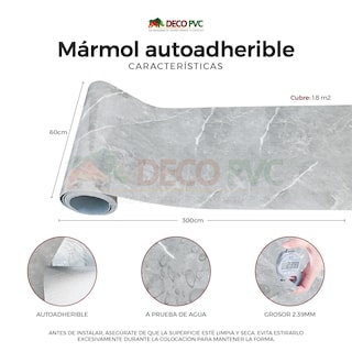 Foto 3 | Foto 3 | Mármol De Pvc Autoadherible Brillante En Rollo 1.8m2 Mármol Arabesque