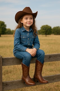 Foto 7 | Foto 7 | Botas Vaqueras Para Niña Bordadas Moda Comodas Cowboy Tacon Cuadrado Rodeo