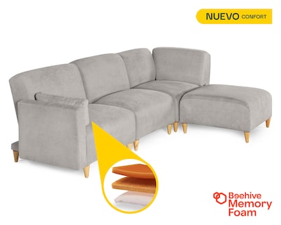 Foto 2 | Foto 2 | Sala De 4 Modúlos Makora Zavian Con Memory Foam Color Gris Claro Chenille Respaldo Reclinable De 3 Posiciones