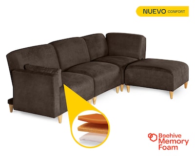 Foto 2 | Foto 2 | Sala De 4 Modúlos Makora Zavian Con Memory Foam Color Chocolate Chenille Respaldo Reclinable De 3 Posiciones