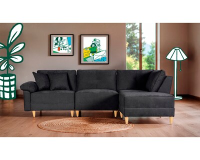 Foto 1 | Foto 1 | Sala De 4 Modúlos Makora Maristella Con Memory Foam Color Negro Chenille Respaldo Reclinable De 3 Posiciones