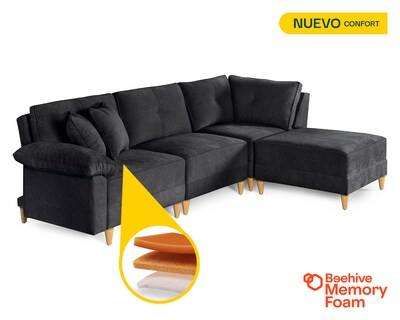 Foto 2 | Foto 2 | Sala De 4 Modúlos Makora Maristella Con Memory Foam Color Negro Chenille Respaldo Reclinable De 3 Posiciones