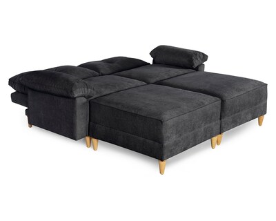 Foto 3 | Foto 3 | Sala De 4 Modúlos Makora Maristella Con Memory Foam Color Negro Chenille Respaldo Reclinable De 3 Posiciones