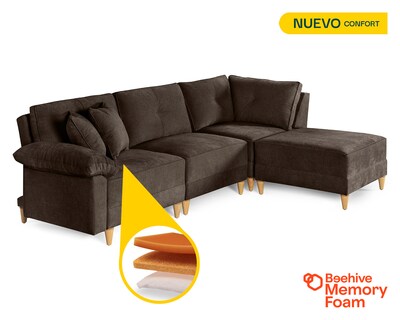 Foto 2 | Foto 2 | Sala De 4 Modúlos Makora Maristella Con Memory Foam Color Chocolate Chenille Respaldo Reclinable De 3 Posiciones