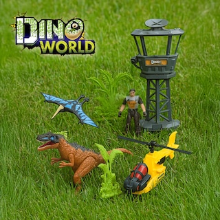 Foto 2 | Foto 2 | Juguete Set Dino World Con Helicóptero Torre De Vigilancia Dinosaurios Y Figura Con Accesorios