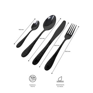 Foto 3 | Foto 3 | Set De Cubiertos Ideen 16 Piezas Negro – Para 4 Personas