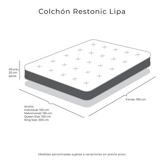 Foto 8 | Foto 8 | Colchón Restonic Lipa King Size + Almohada Royal Twin + Protector Lux