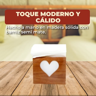 Foto 4 | Foto 4 | Servilletero De Madera Con Diseño De Cuadrado Con Corazón Hecho A Mano