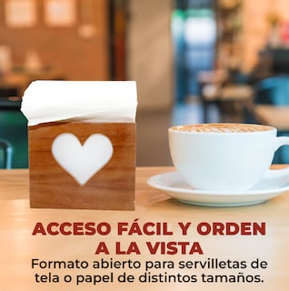 Foto 5 | Foto 5 | Servilletero De Madera Con Diseño De Cuadrado Con Corazón Hecho A Mano