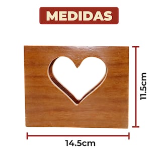Foto 6 | Foto 6 | Servilletero De Madera Con Diseño De Cuadrado Con Corazón Hecho A Mano