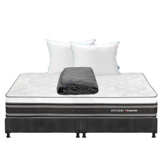 Foto 1 | Foto 1 | Colchón Restonic Ergosum + Box Dicasa King Size + Almohada Royal Twin + Protector Lux