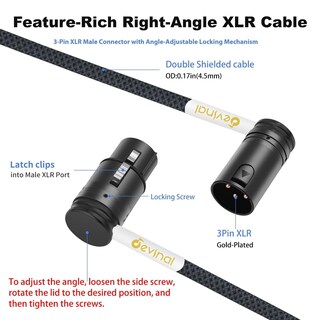 Foto 2 | Foto 2 | Cable Xlr Devinal Giratorio En Ángulo Recto  Xlr Macho A Hembra  25 Cm - Venta Internacional.