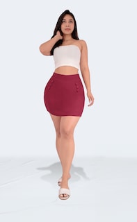 Foto 4 | Foto 4 | Falda Short Vino Con Botones Laterales Sea Brazil